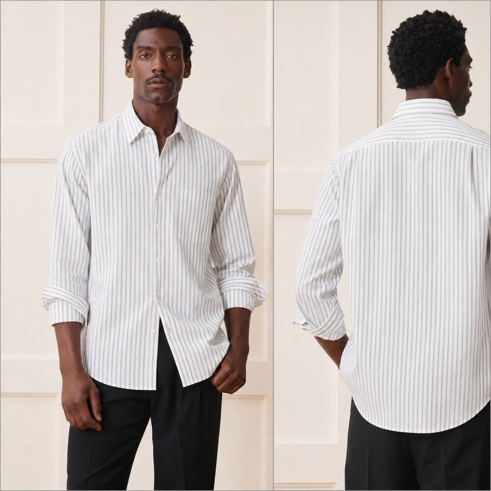 Todd Snyder Men's Long Point Collar Button up Shirt Striped Sz Large